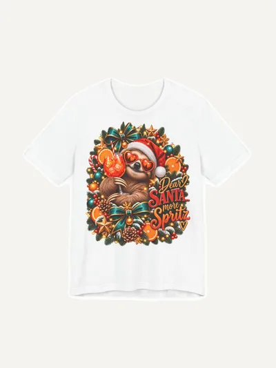 Shirt Weihnachten Faultier mit Spritz, T-Shirt