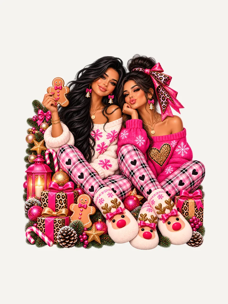 Besties Weihnachtsshirt Pink, Ansicht 3
