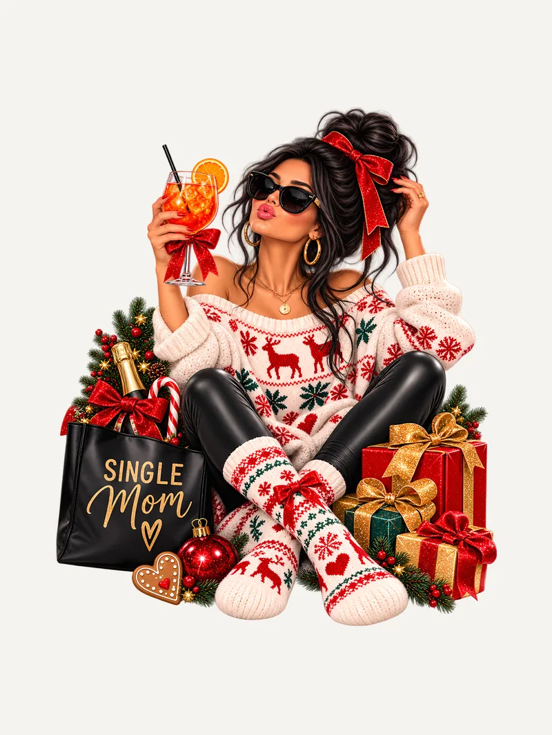 Single Mom Weihnachtsshirt, Ansicht 3