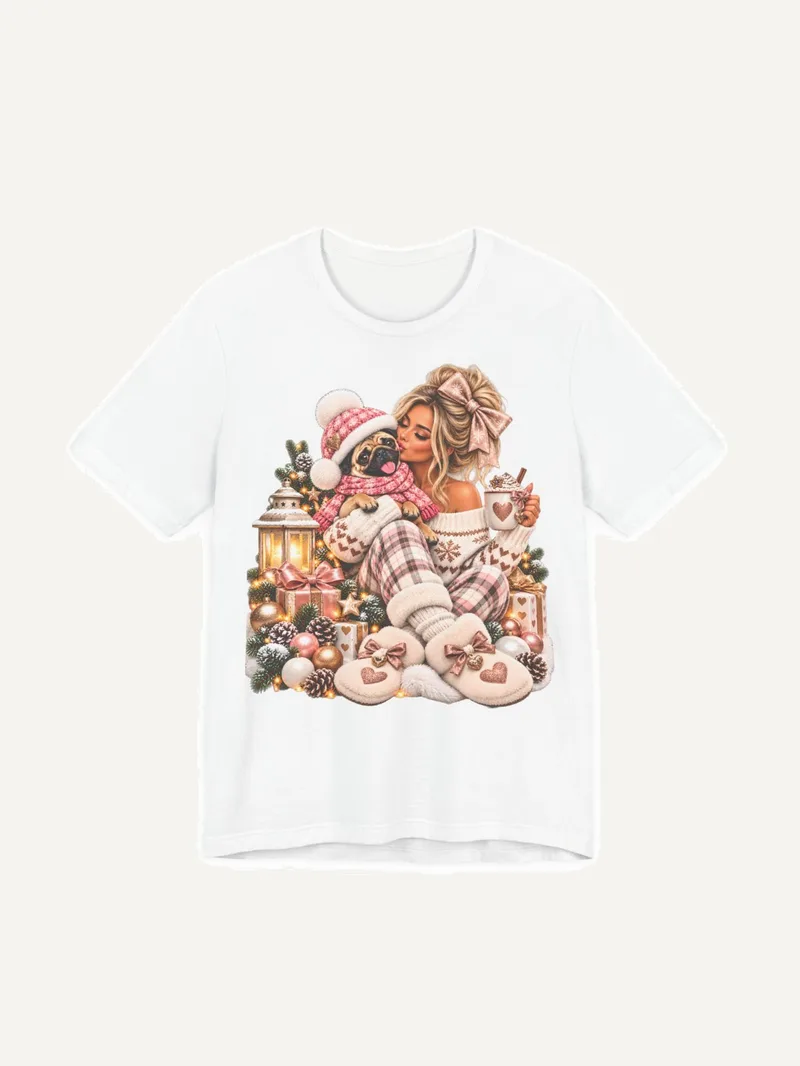 Mops Weihnachtsshirt Rosa
