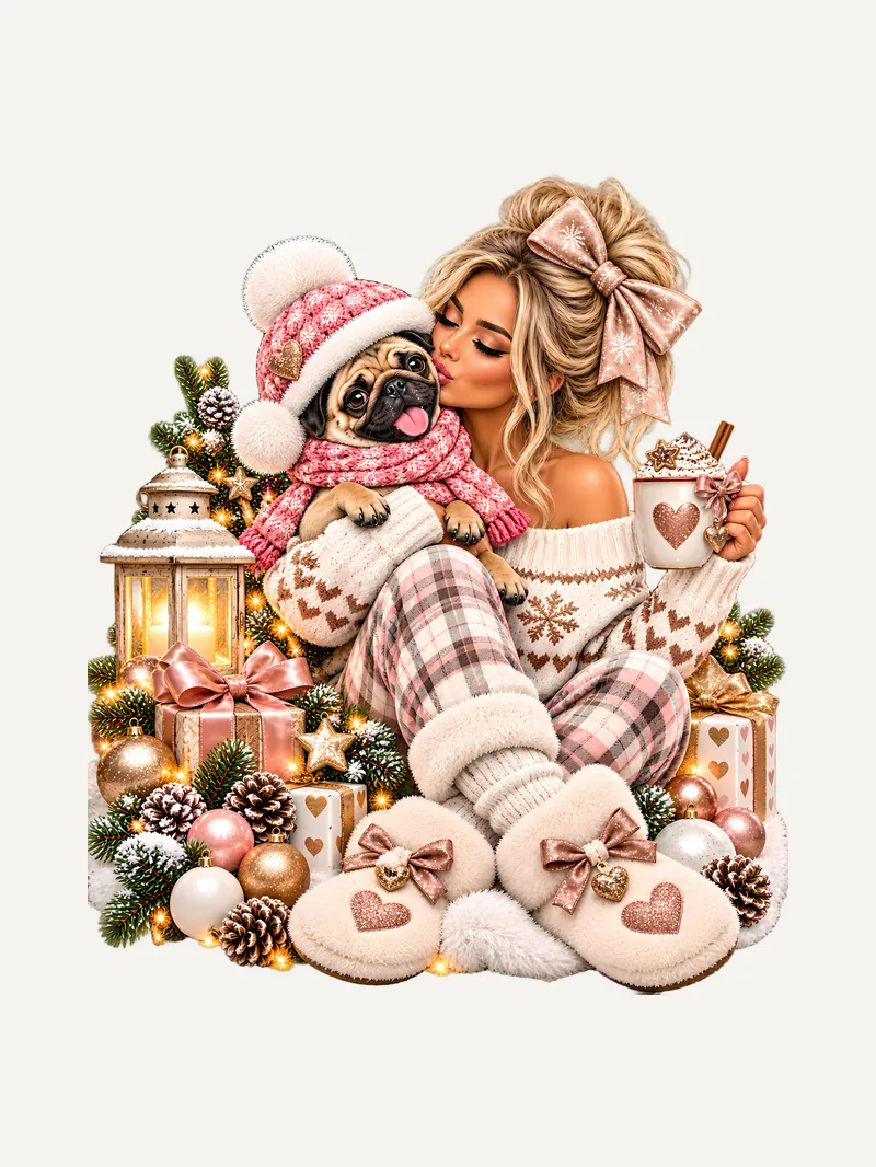 Mops Weihnachtsshirt Rosa, Ansicht 3