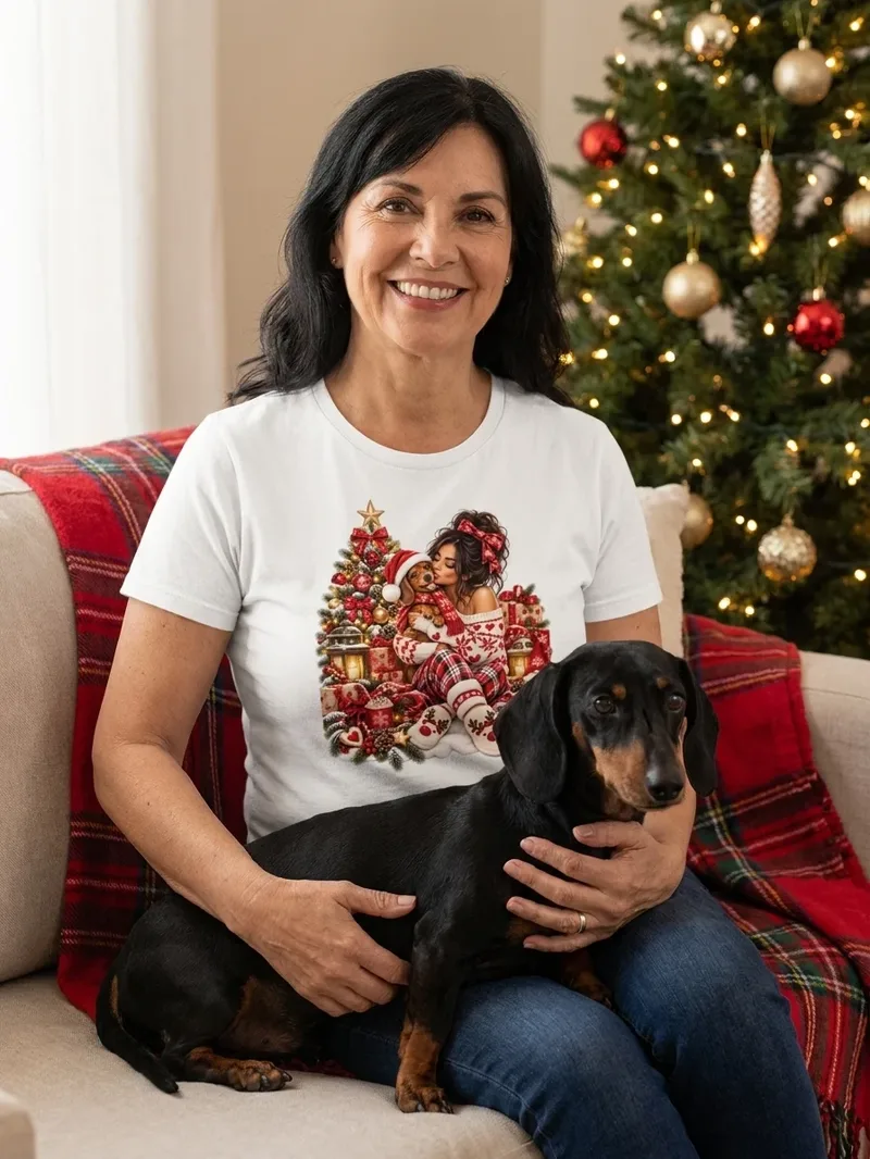 Dackel Mama Weihnachtsshirt, Motiv im Detail