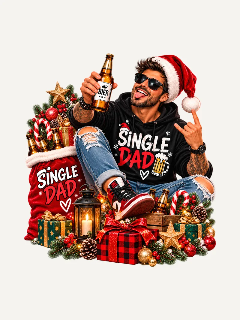Single Dad Weihnachtsshirt mit Bier, Ansicht 3