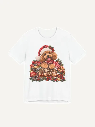 Frohe Weihnachten Shirt mit Pudel, T-Shirt