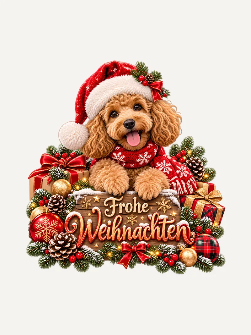 Frohe Weihnachten Shirt mit Pudel, Ansicht 3