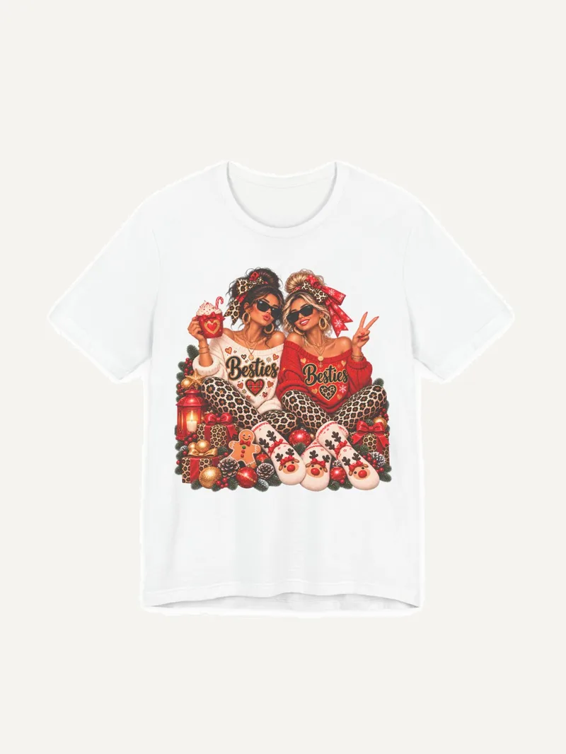 Besties Weihnachtsshirt Leopard mit Sonnenbrille