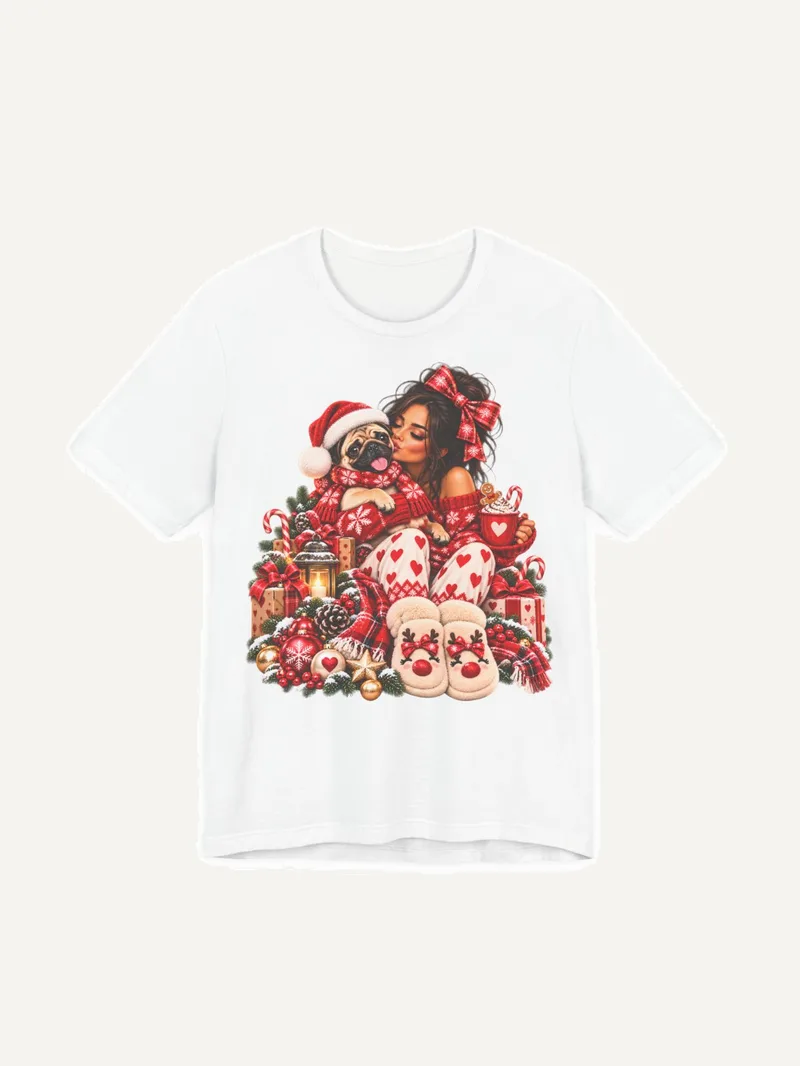 Mops Mama Weihnachtsshirt Rot