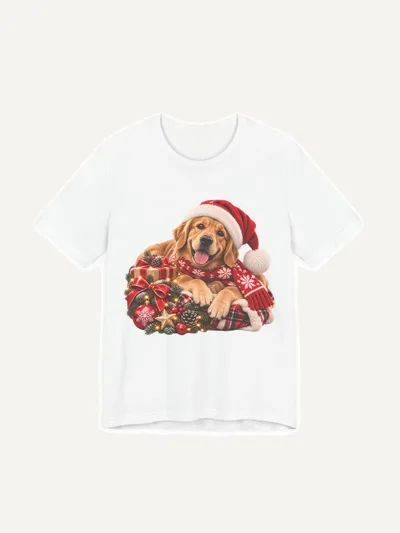 Golden Retriever Weihnachtsshirt mit Weihnachtsmütze, T-Shirt