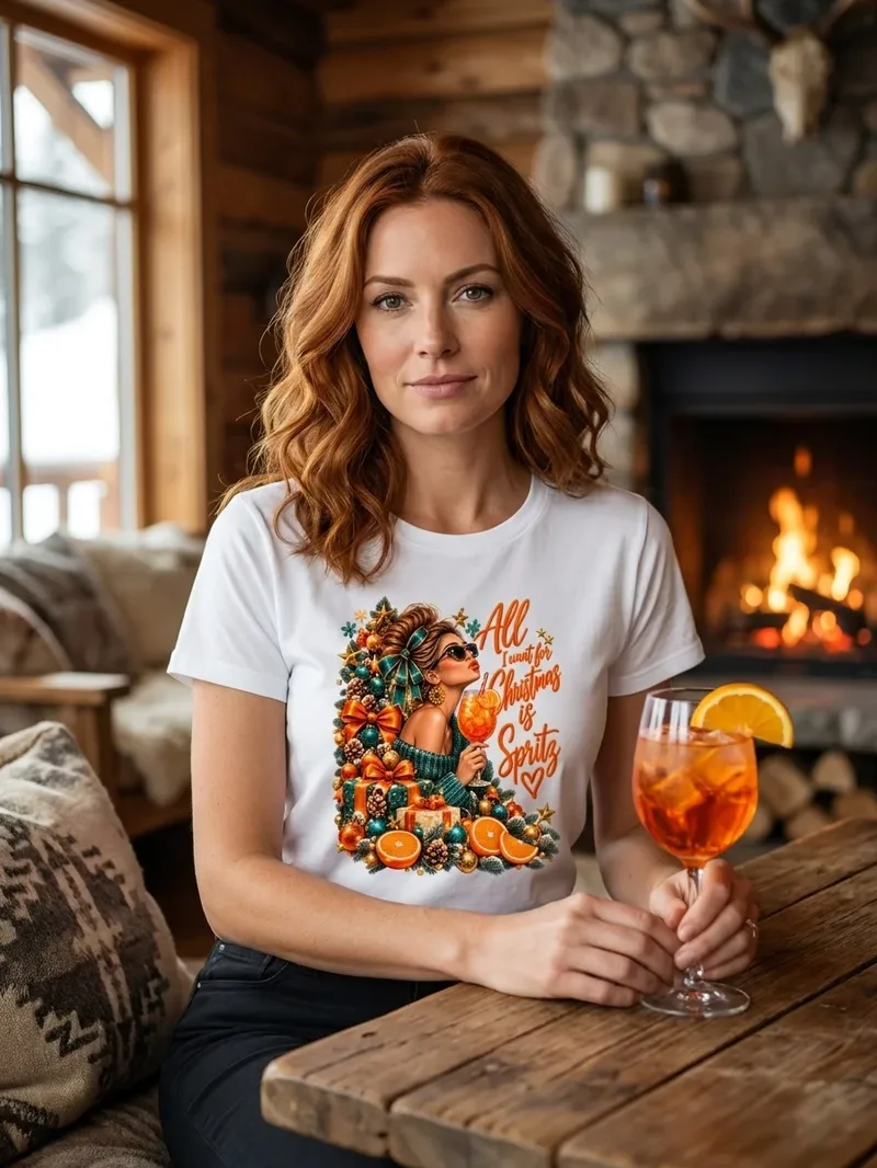 Shirt All I want for Christmas is Spritz, Motiv im Detail