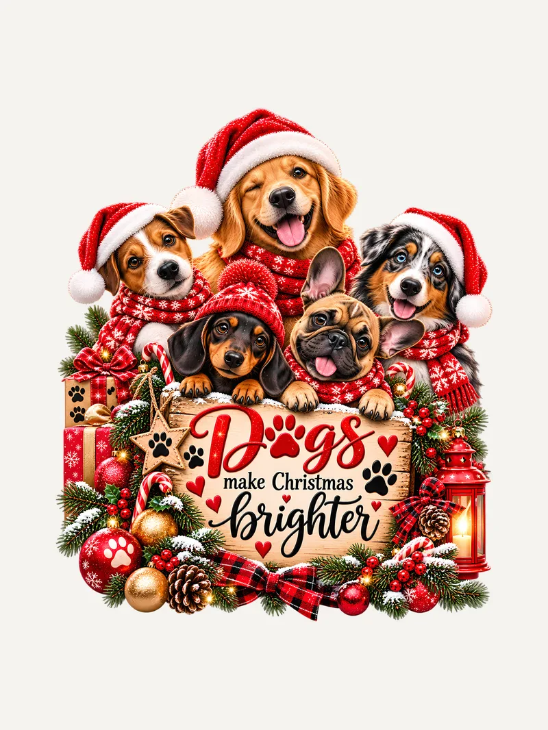 Dogs make Christmas brighter Shirt, Motiv im Detail