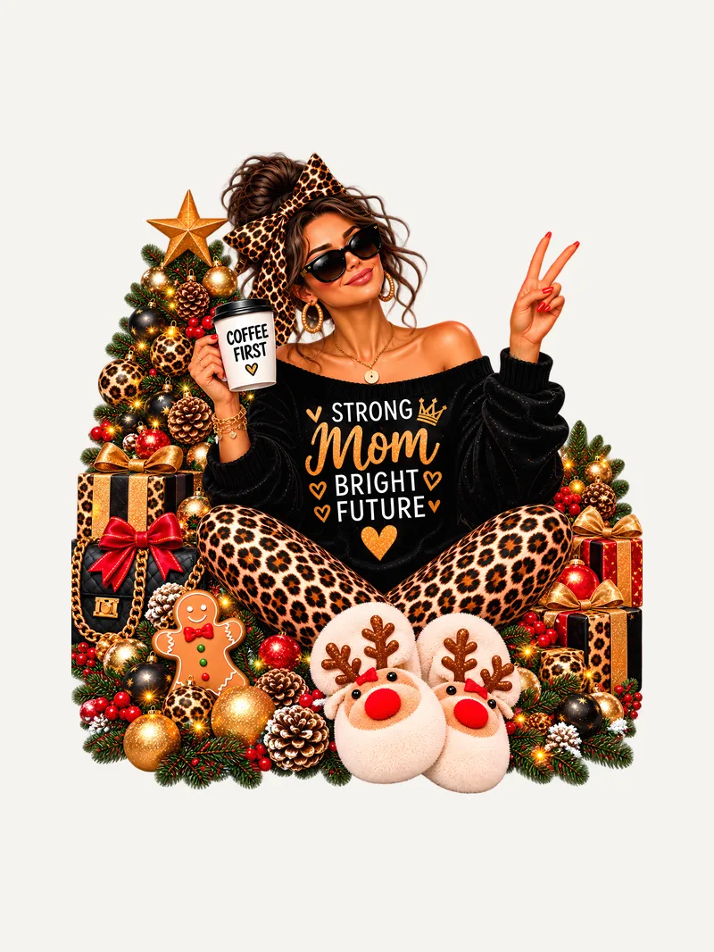 Strong Mom Bright Future Shirt, Motiv im Detail