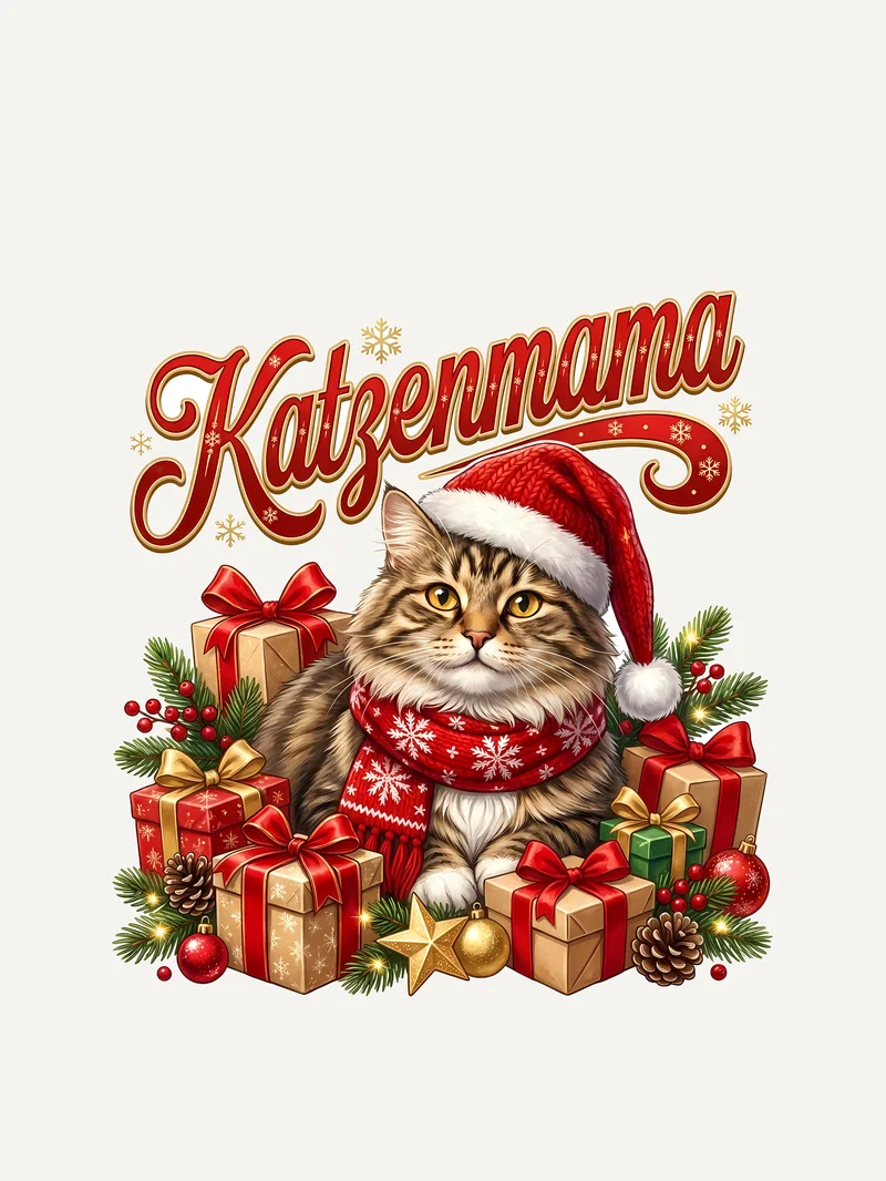 Katzenmama Weihnachtsshirt, Ansicht 3