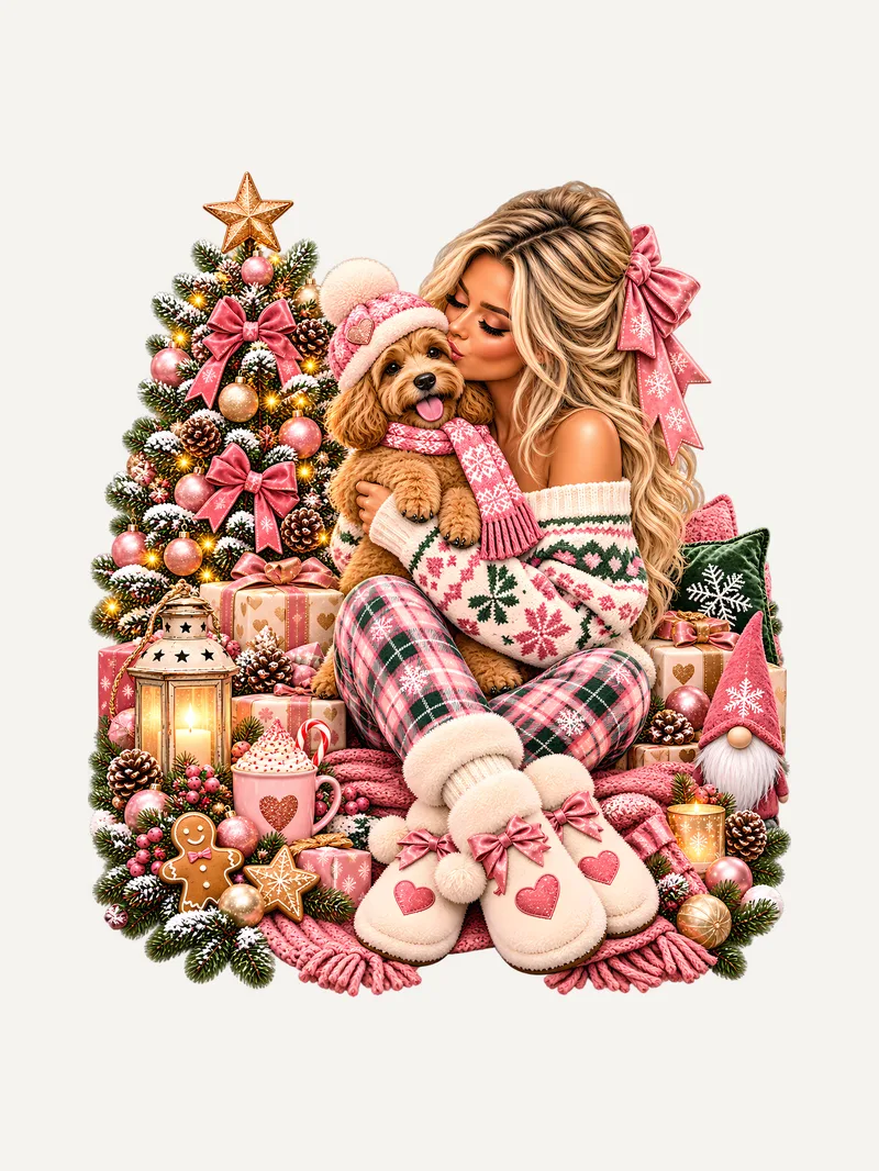 Pudel Weihnachtsshirt Rosa, Ansicht 3
