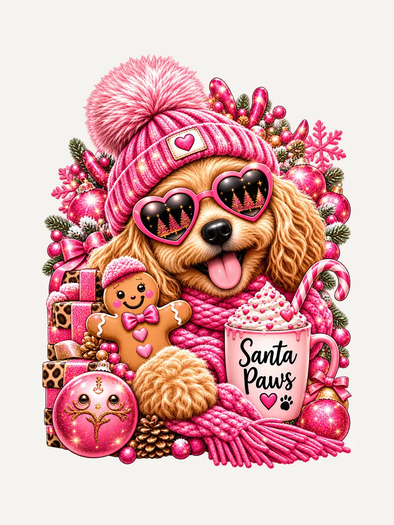 Santa Paws Hunde Shirt Pink