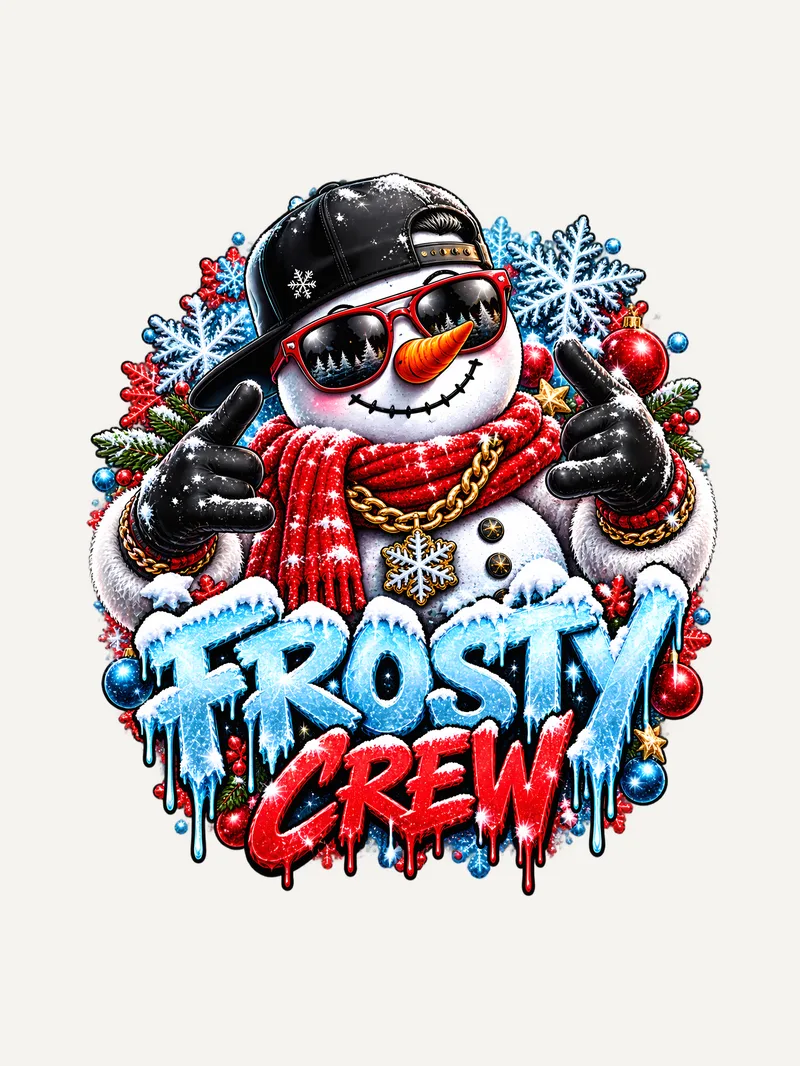 Frosty Crew Schneemann Shirt, Motiv im Detail