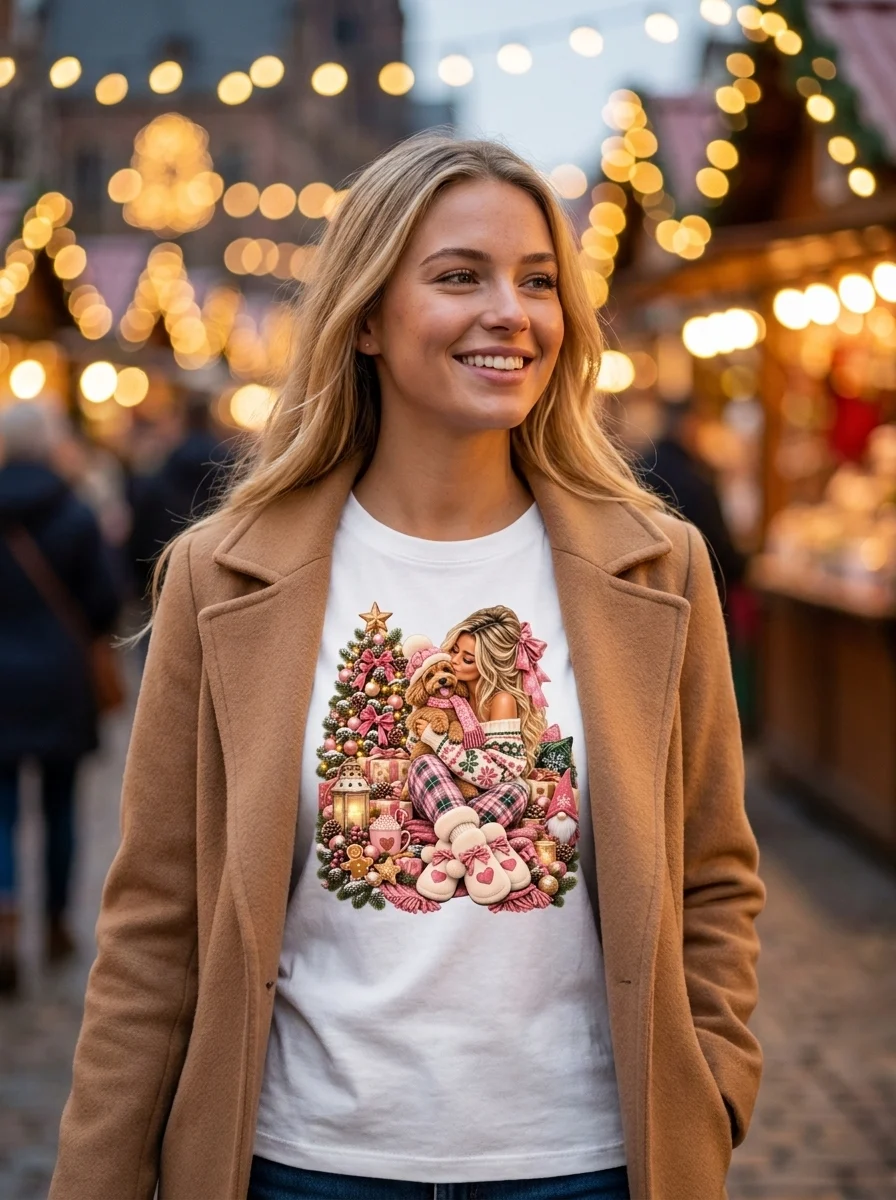 Pudel Weihnachtsshirt Rosa